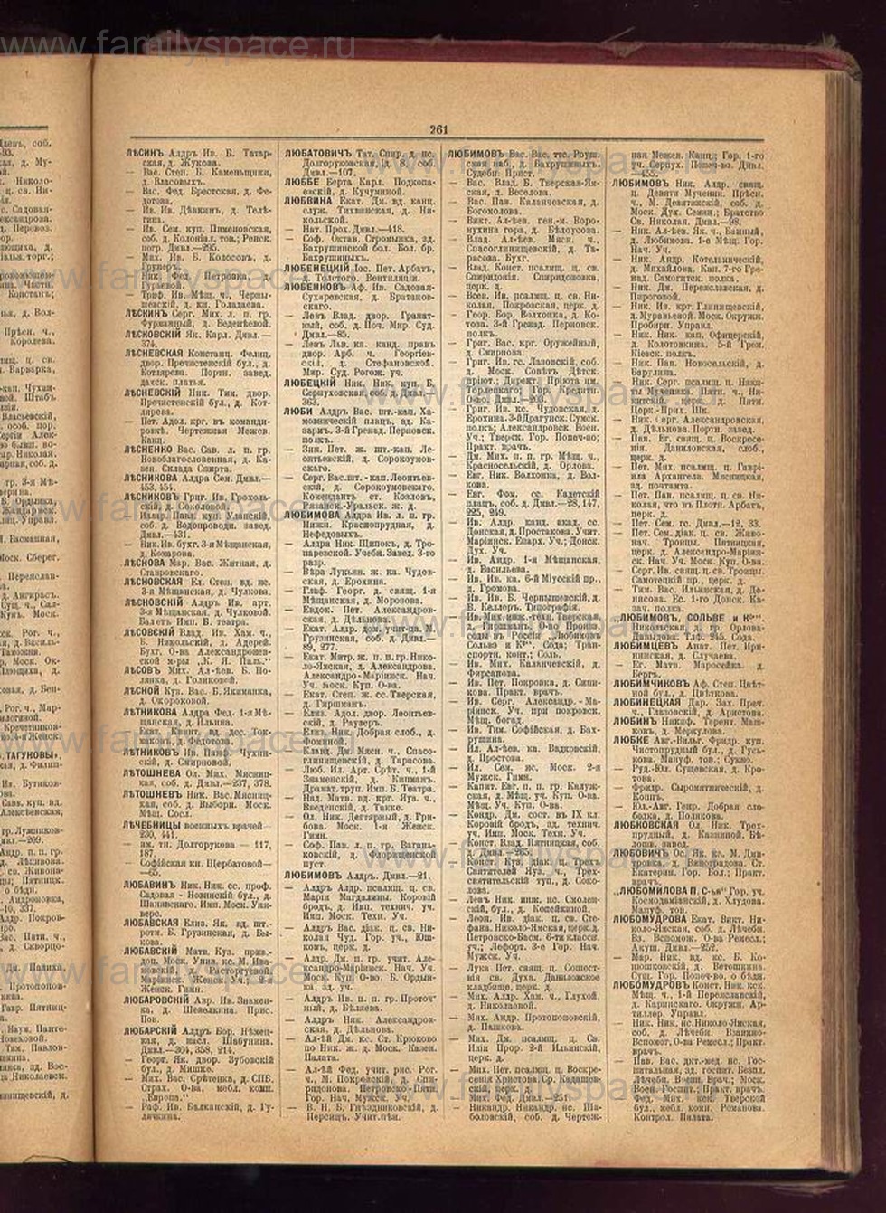 Алфавитный указатель адресов жителей г. Москвы. 1901 год